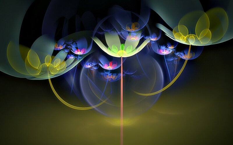 Abstract Glowing Flowers — Yellow