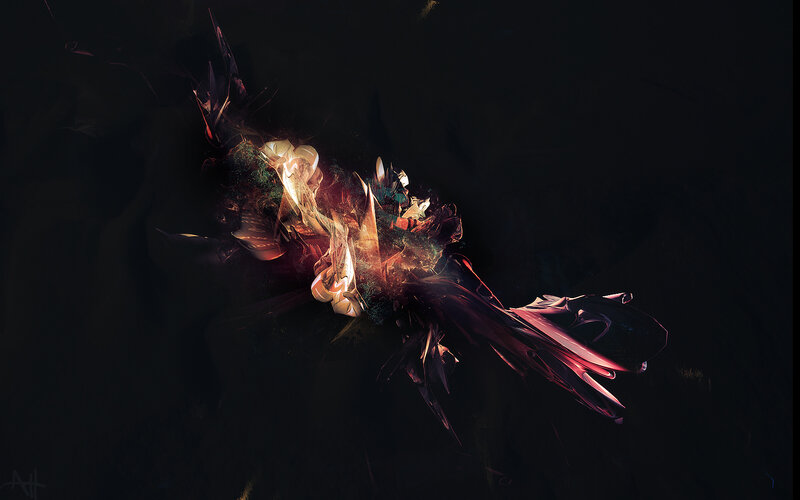 Abstract Glowing Form — Black, Dramatic, Digital Art, Glow