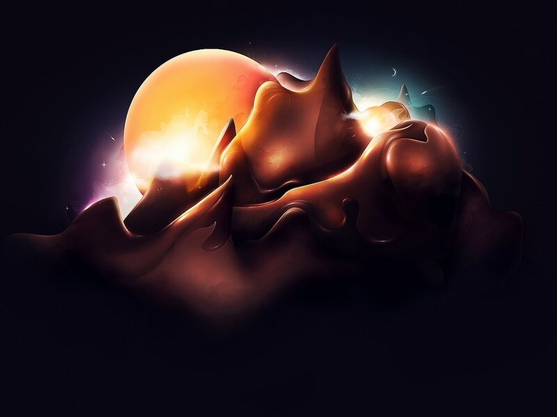 Abstract Glowing Form — Black