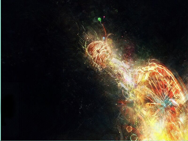 Abstract Glowing Forms — Black, Energetic