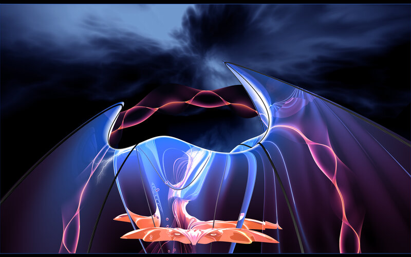 Abstract Glowing Forms — Blue