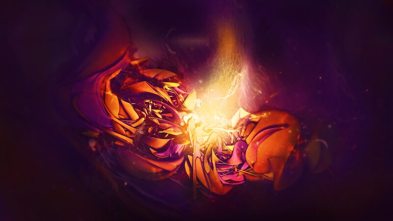 Abstract Glowing Forms — Purple, Dramatic, Digital Art, Lightning