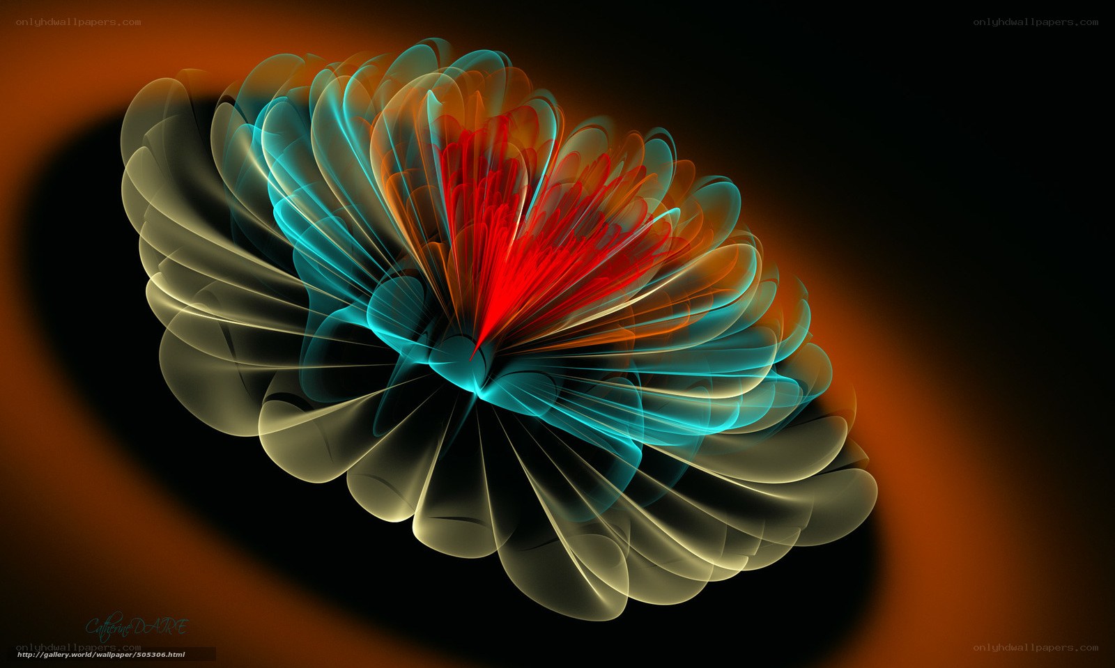 Abstract glowing fractal flower