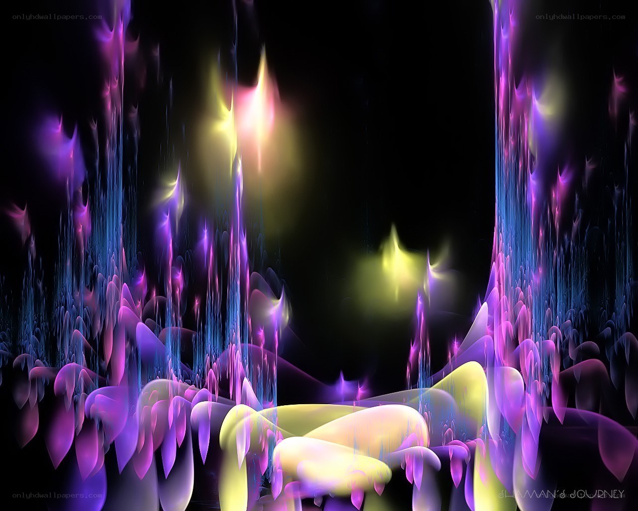 Abstract glowing fractal landscape