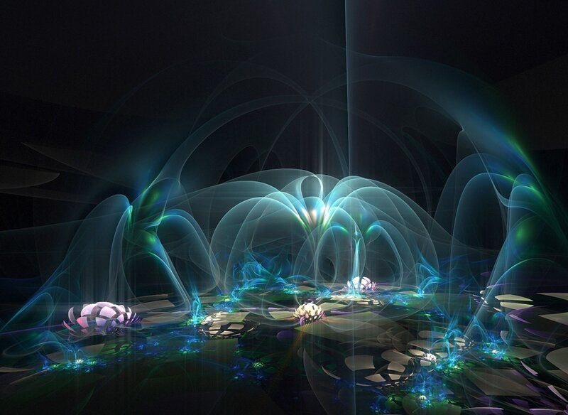 Abstract glowing fractal landscape