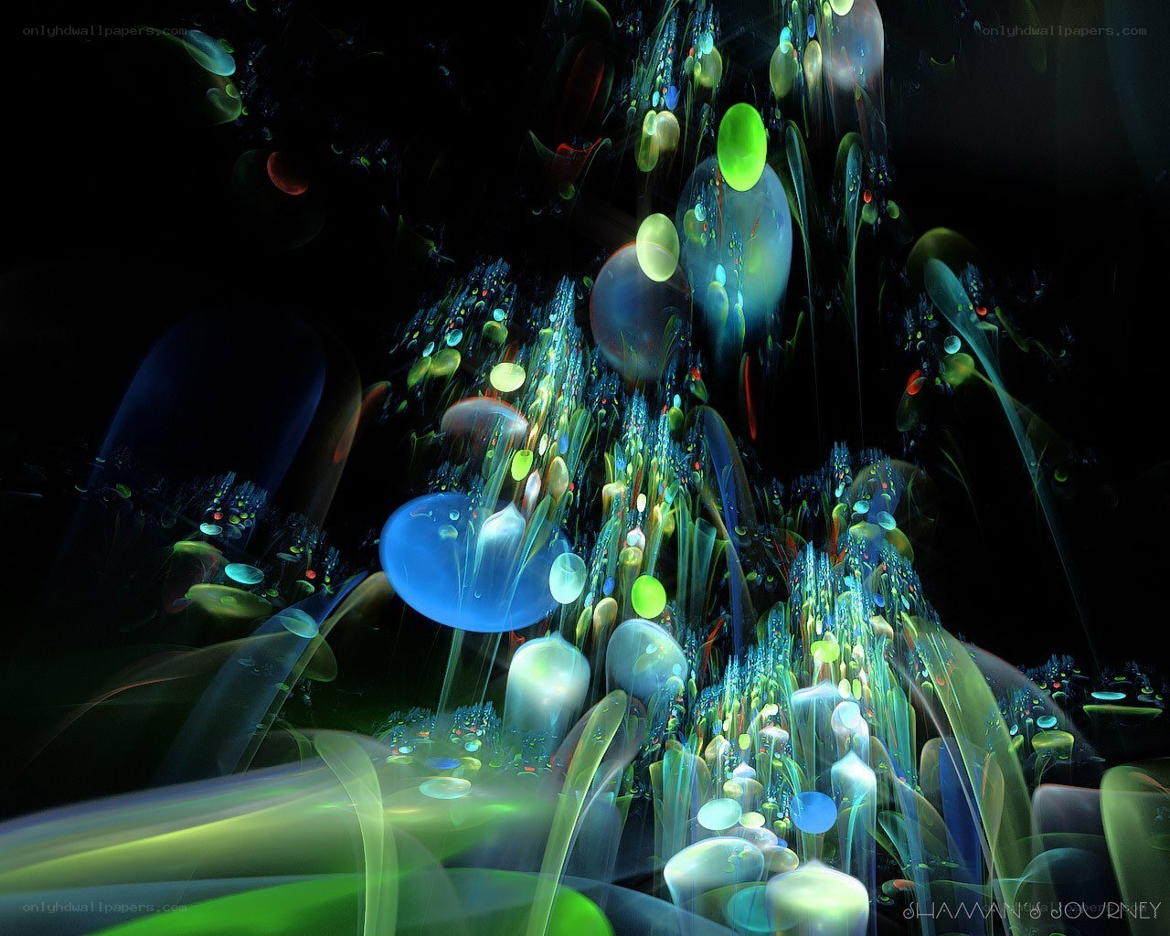 Abstract glowing fractal landscape