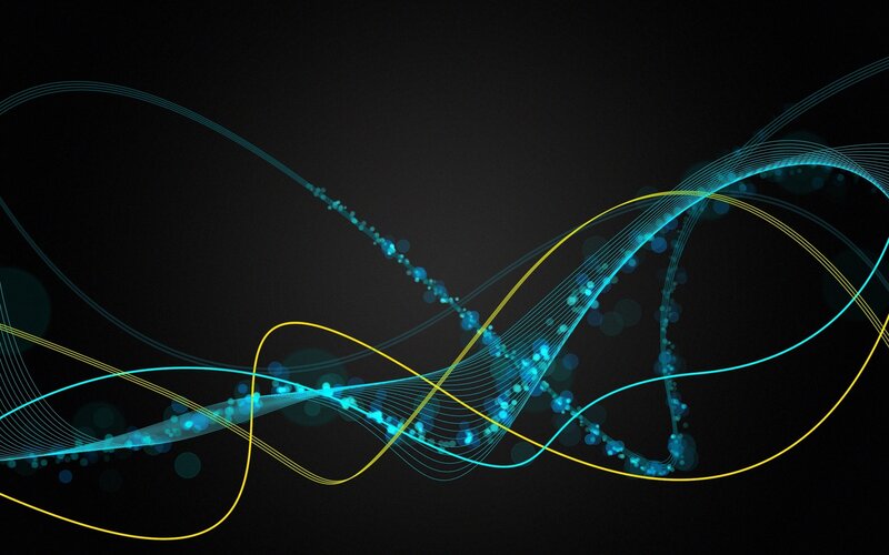 Abstract glowing lines on black