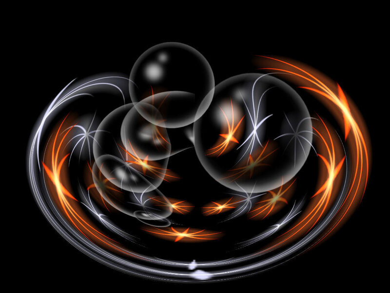abstract glowing orbs and light trails