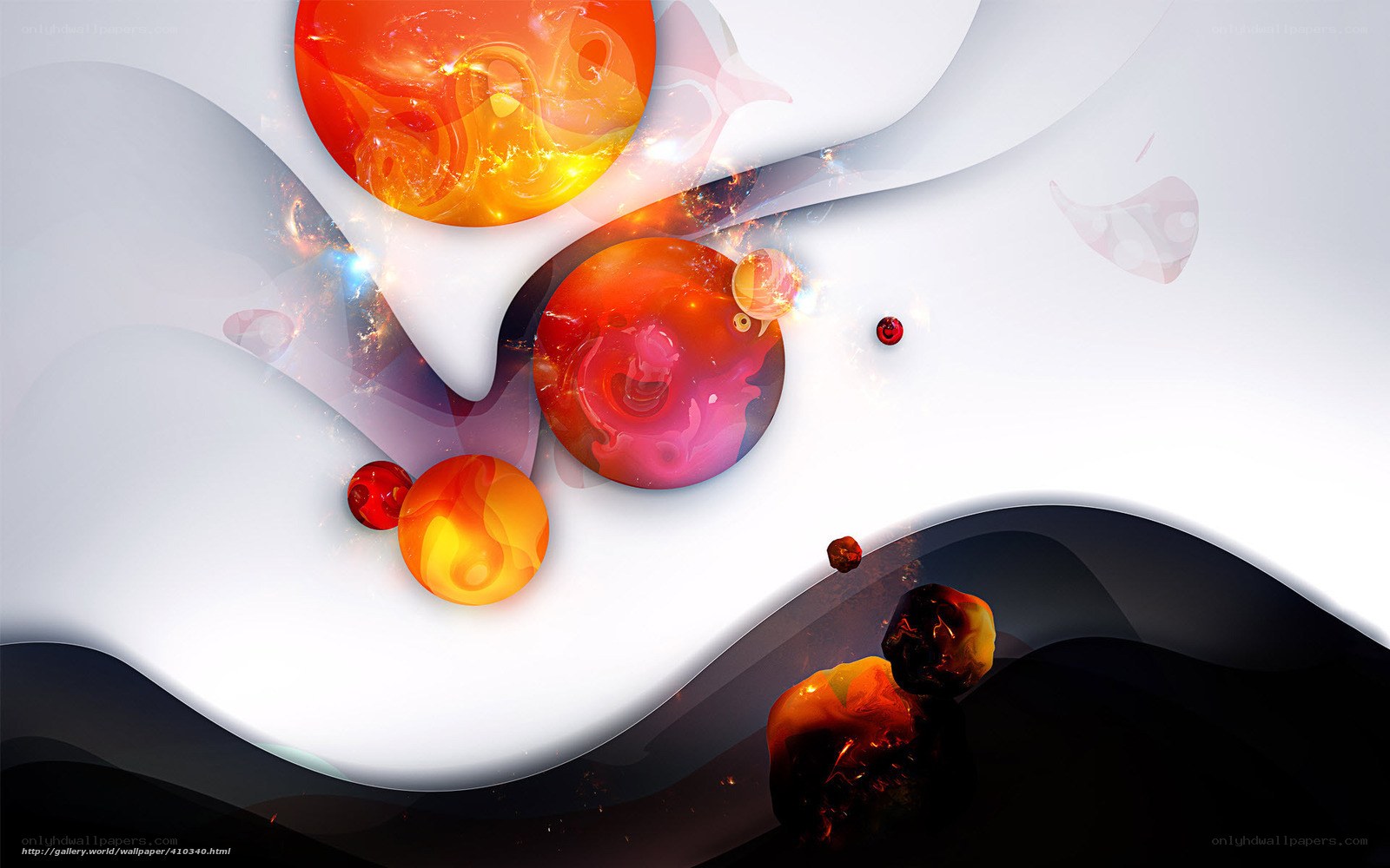 Abstract glowing orbs on white