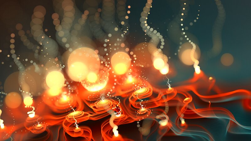 Abstract Glowing Particles — Orange