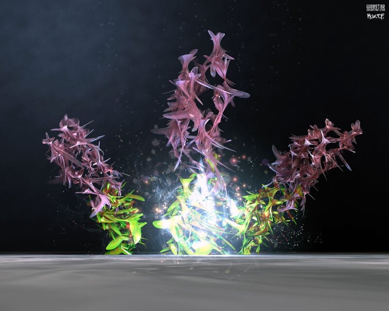 Abstract glowing plant forms