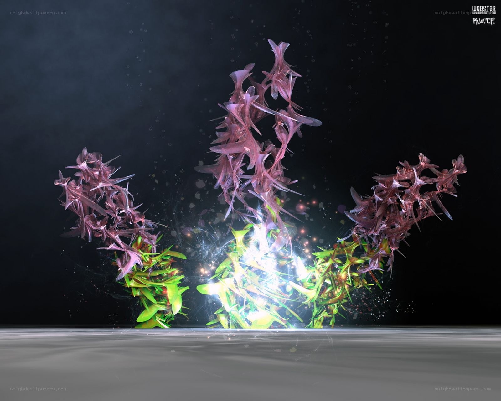 Abstract glowing plant forms