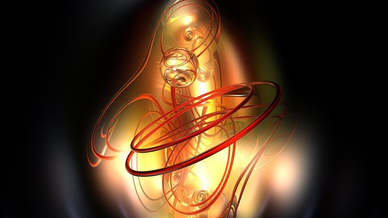 Abstract glowing red and gold swirls