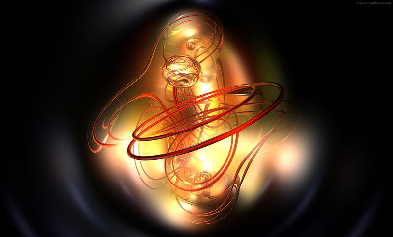 Abstract glowing red and gold swirls