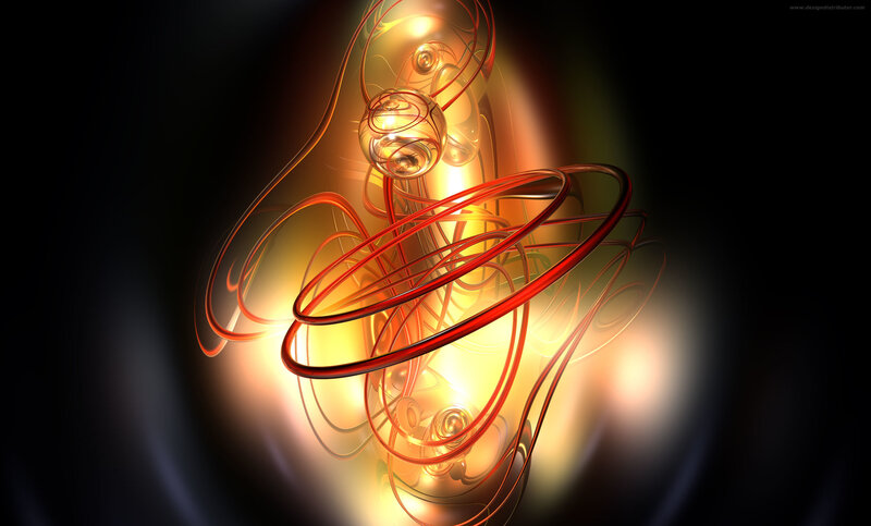 Abstract glowing red and gold swirls