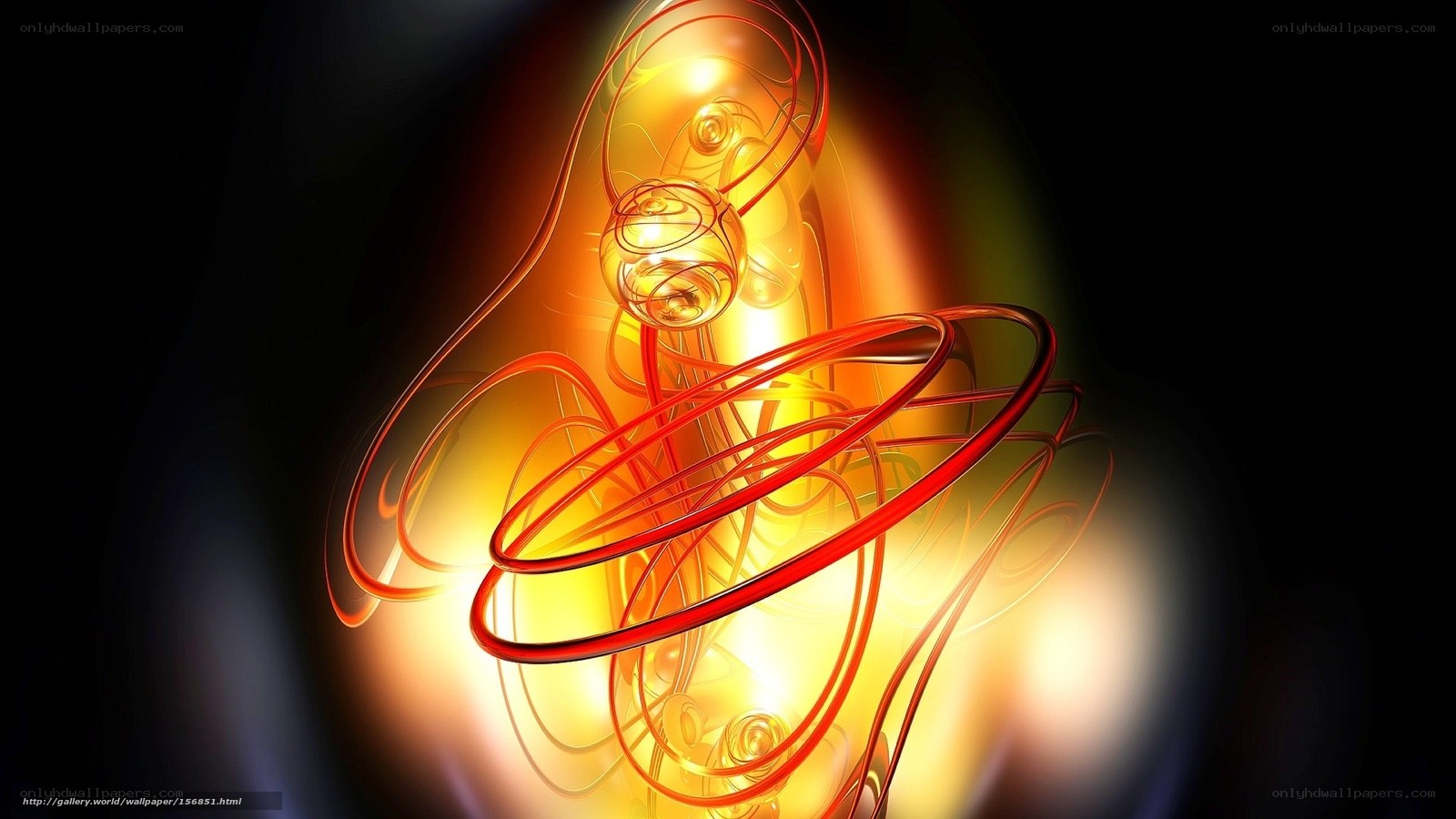 Abstract glowing red and gold swirls