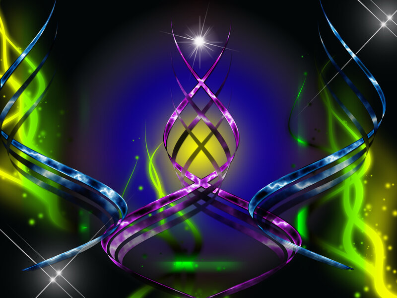 Abstract glowing ribbons design