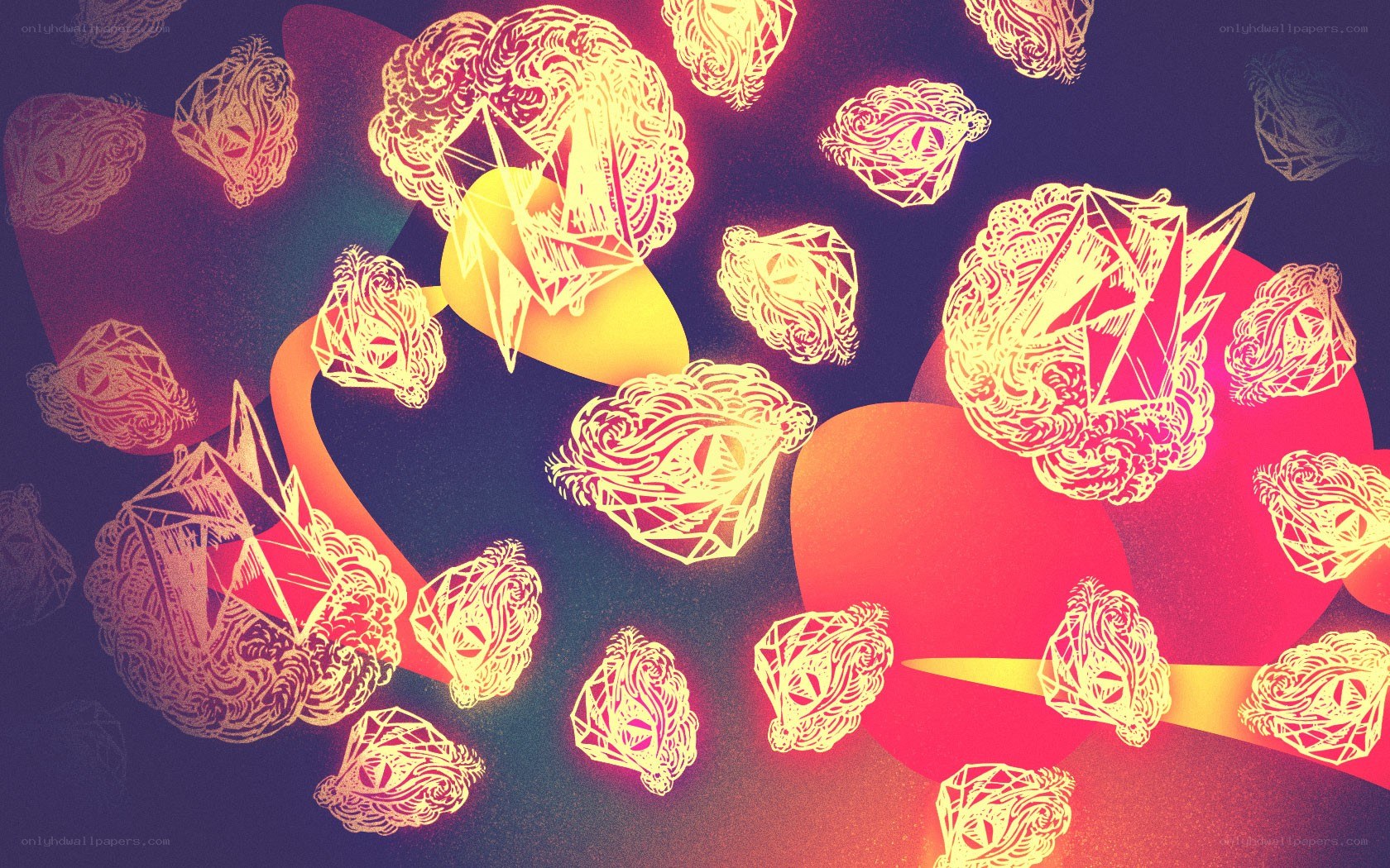 Abstract glowing shapes and patterns