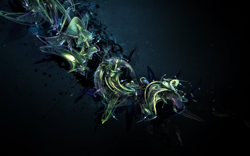 Abstract Glowing Shapes — Black, Dramatic