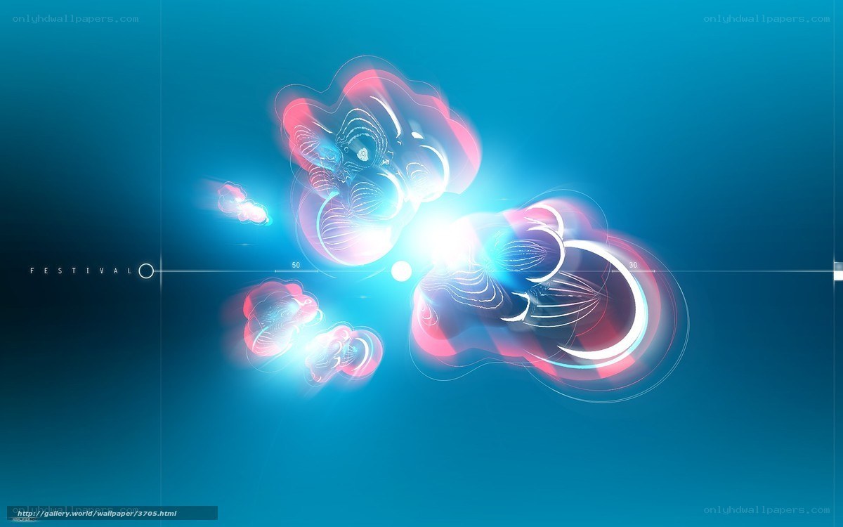Abstract glowing shapes on blue