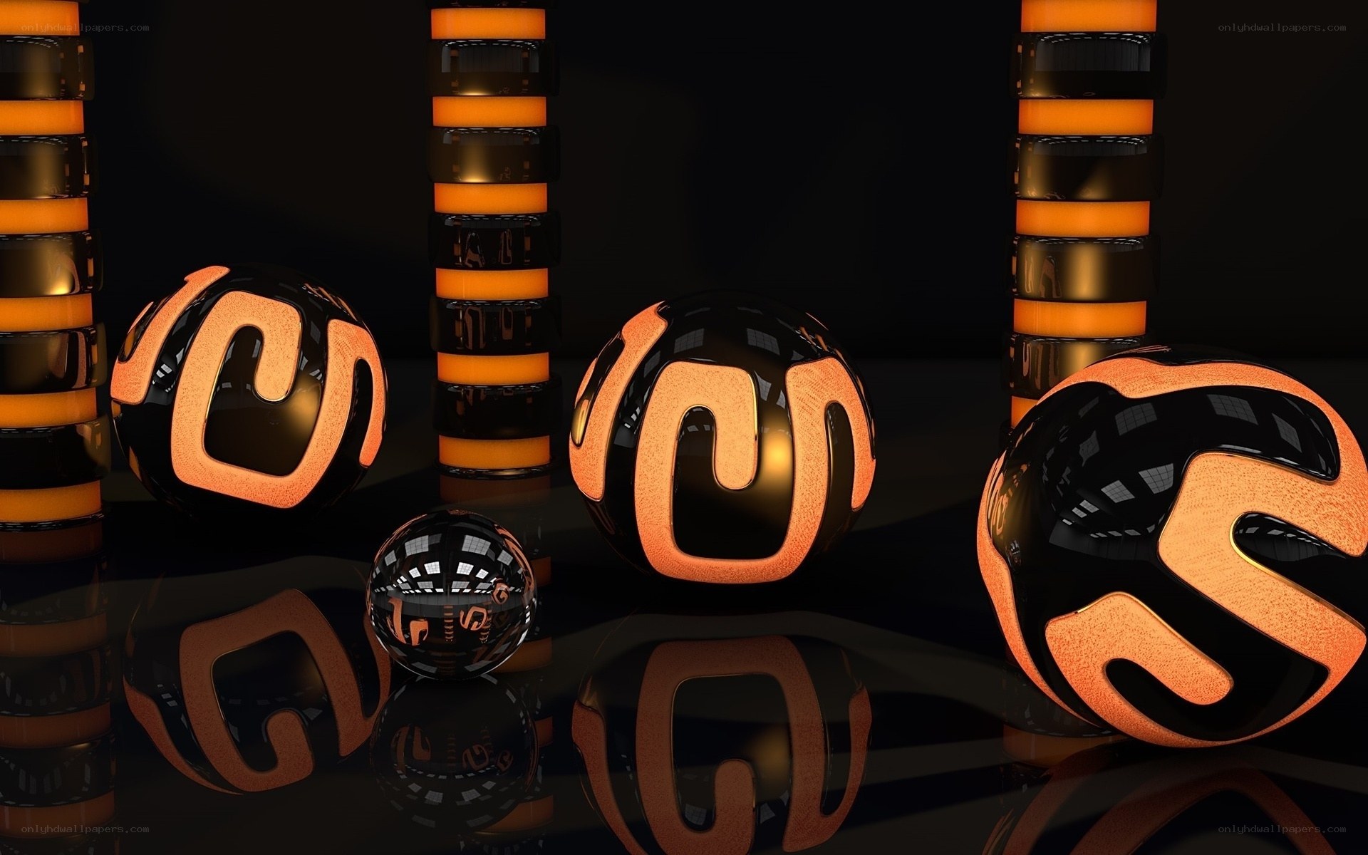 Abstract glowing spheres and cylinders