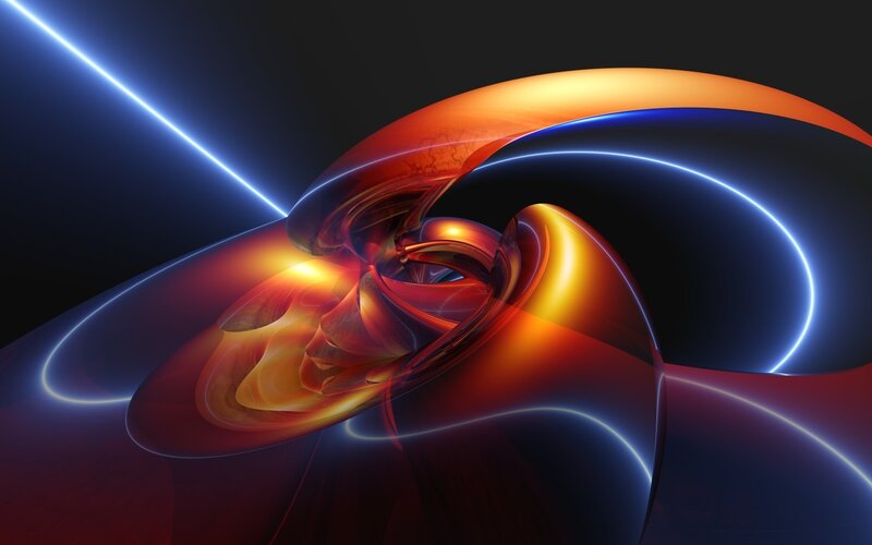 Abstract Glowing Swirls — Orange, Dramatic, Digital Art, Light Beam