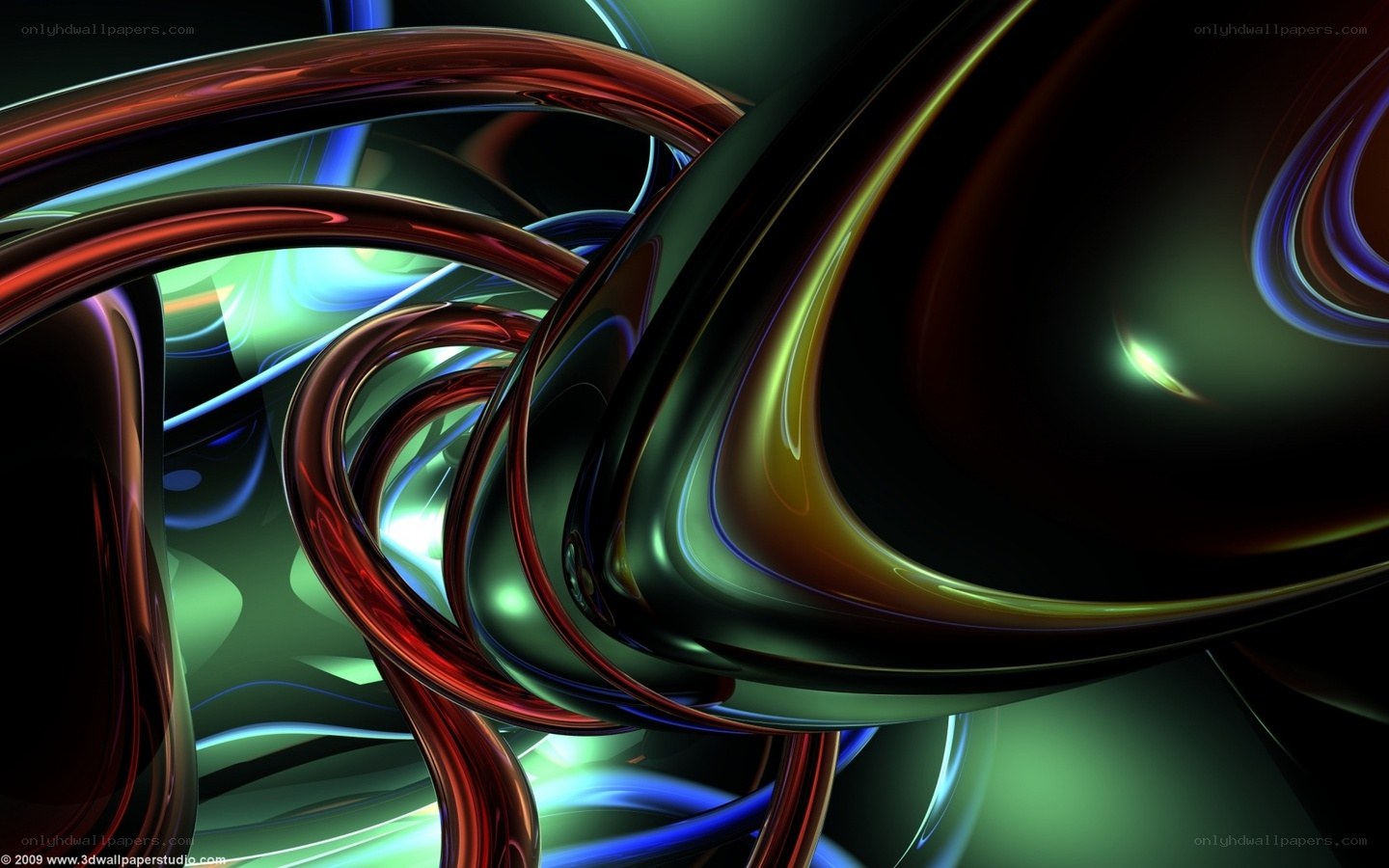 Abstract glowing tubes swirl