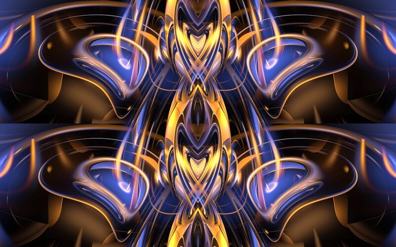 Abstract golden and blue fractal art