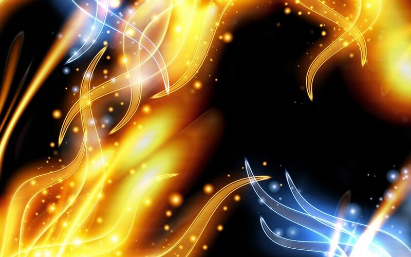 Abstract golden and blue light waves