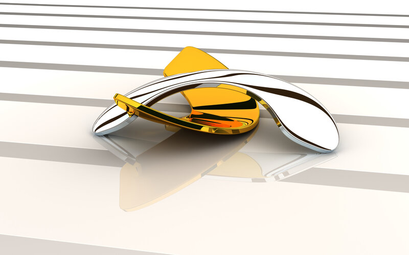 Abstract golden and silver sculpture