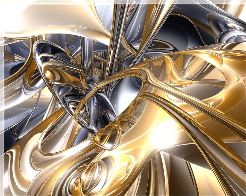 Abstract golden and silver swirls