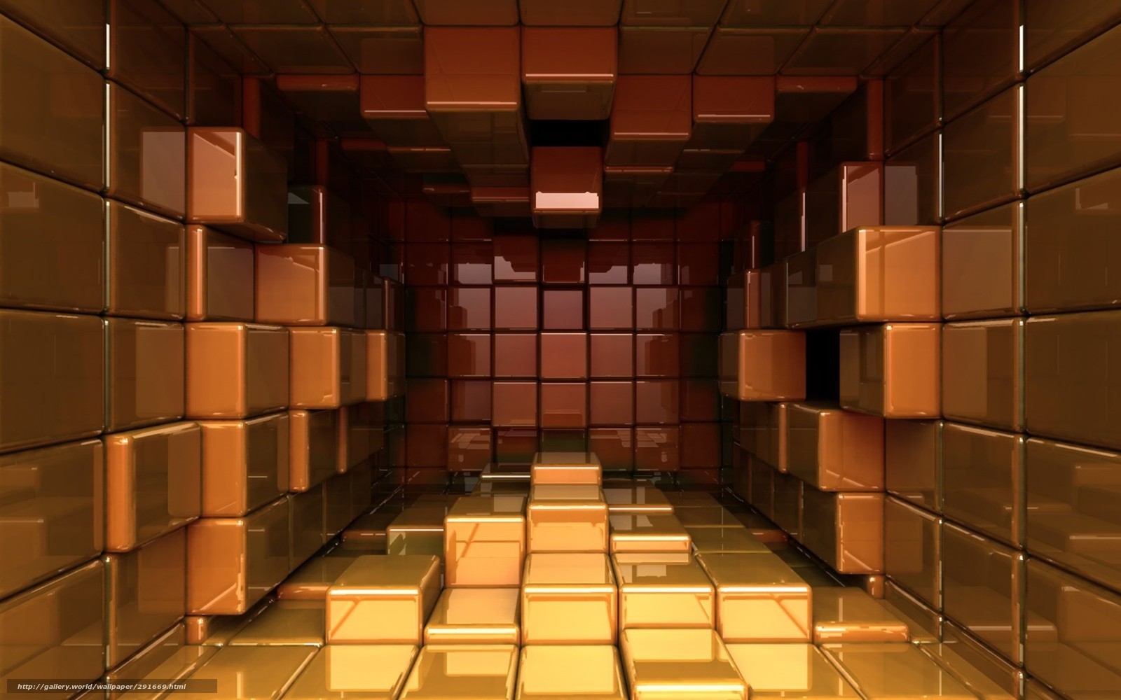 abstract golden cube tunnel