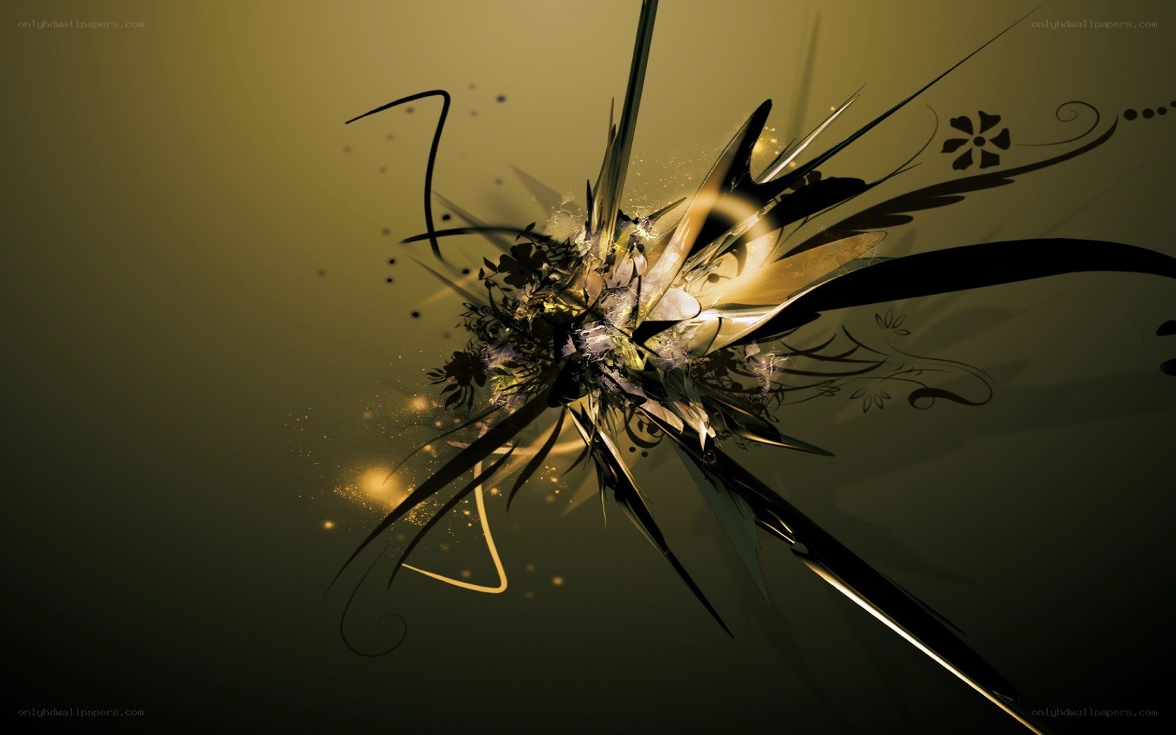 abstract golden explosion art