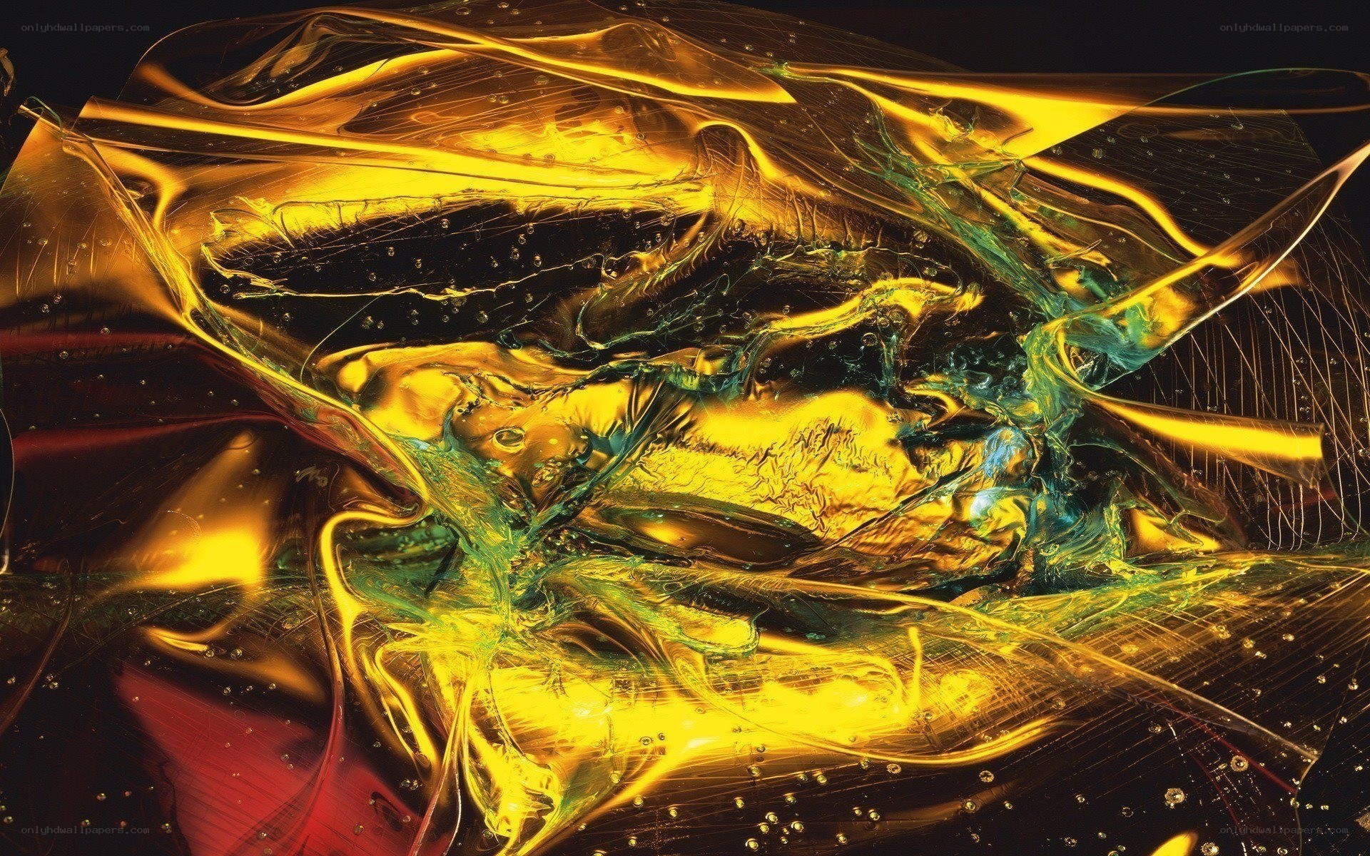 Abstract golden fluid art
