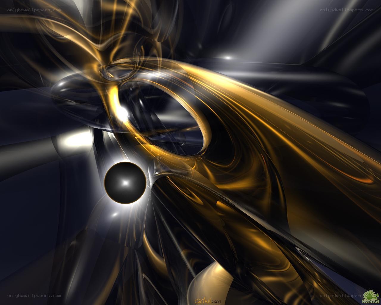 Abstract golden fluid art