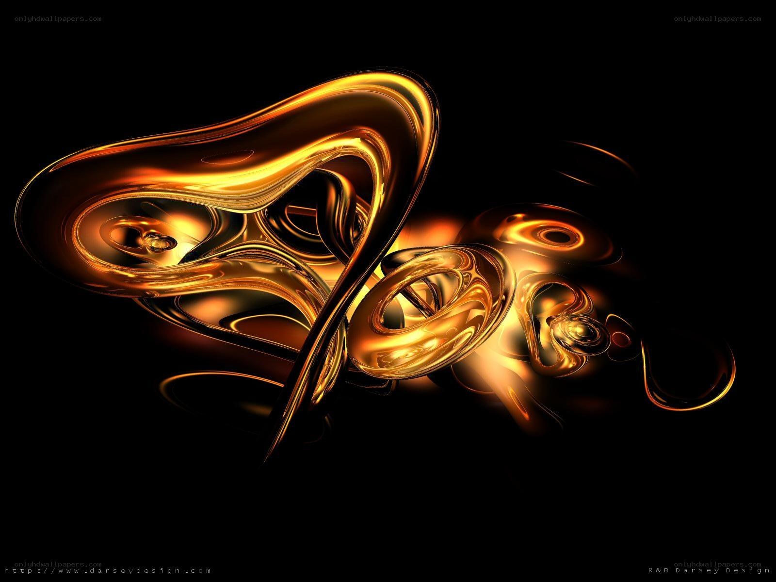 Abstract golden fluid forms