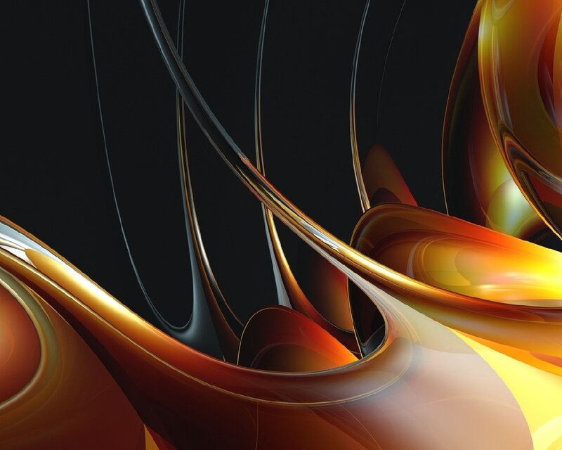 Abstract golden fluid forms