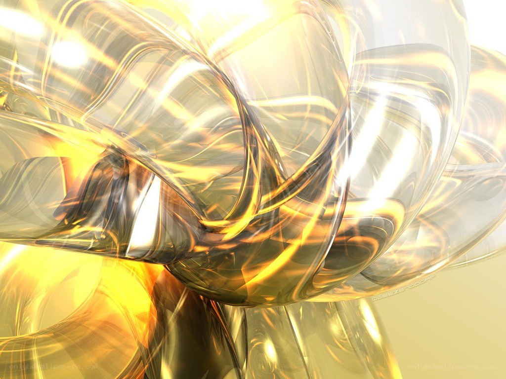 Abstract golden fluid sculpture