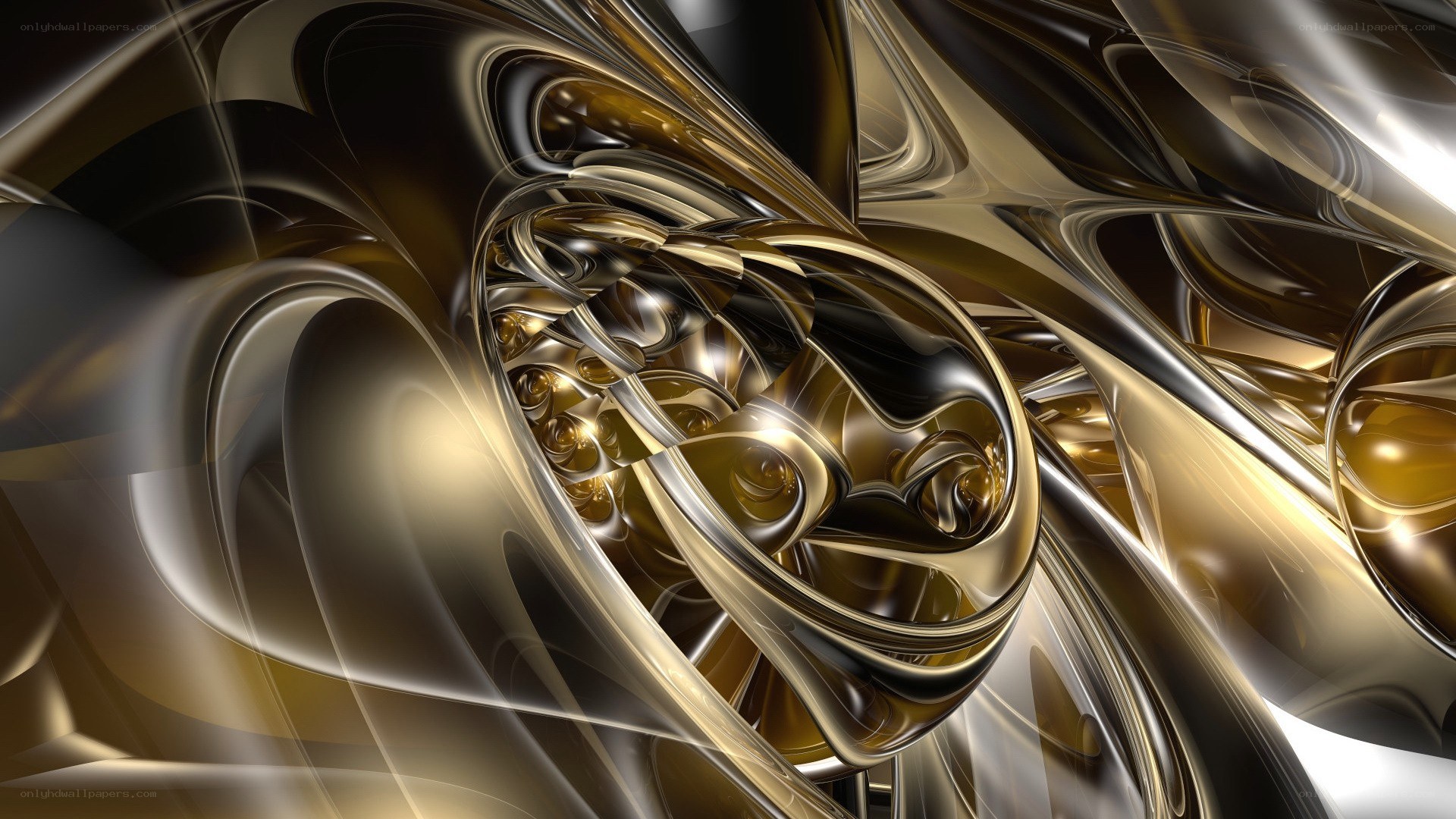 Abstract golden fluid swirl