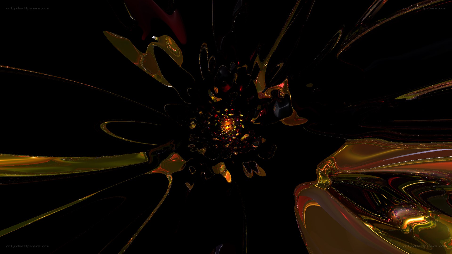 Abstract golden fractal explosion