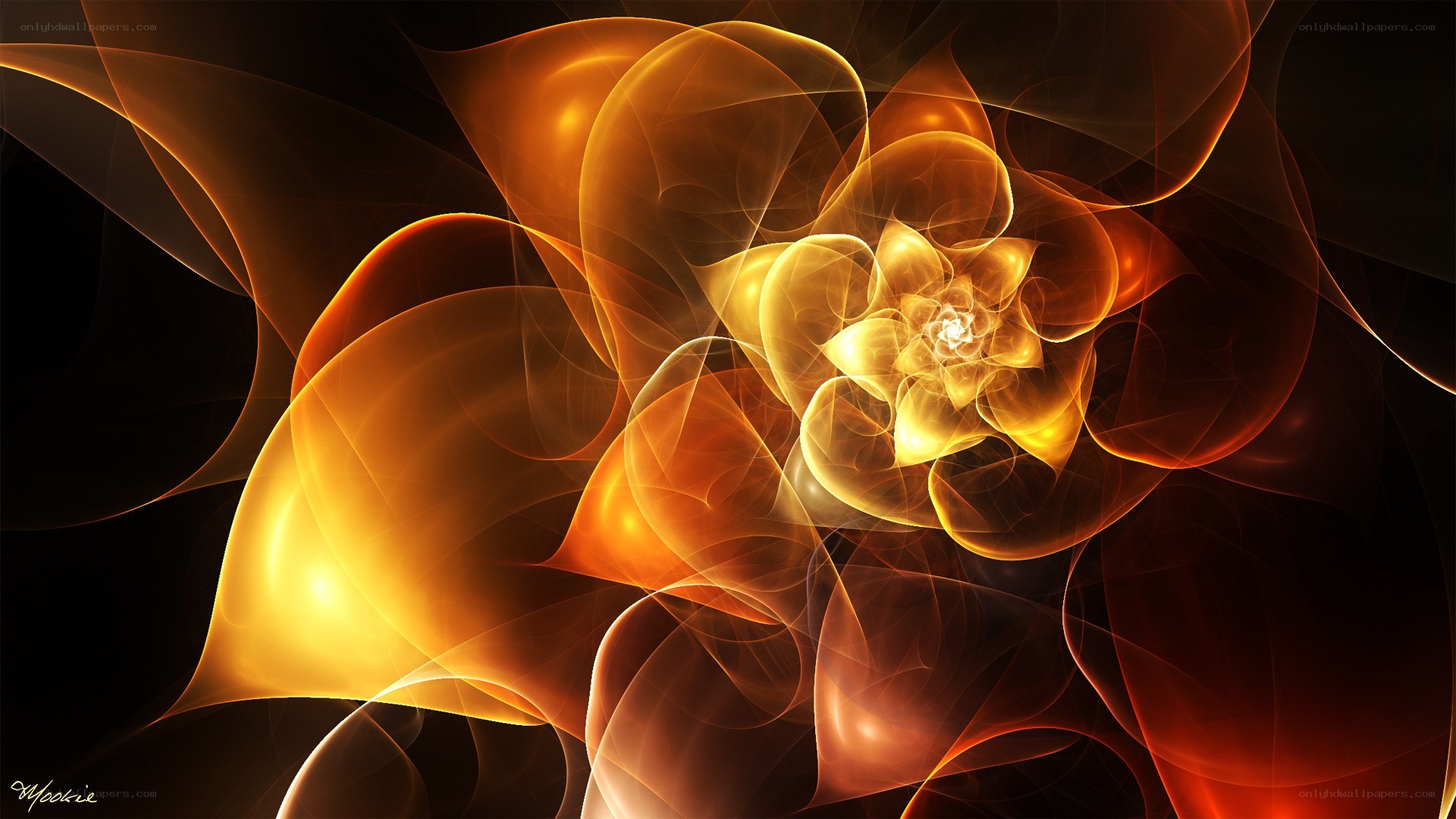 Abstract golden fractal flower