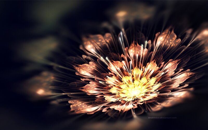 Abstract golden fractal flower