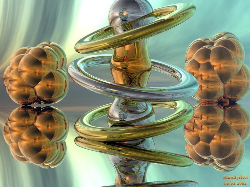 Abstract golden fractal sculpture