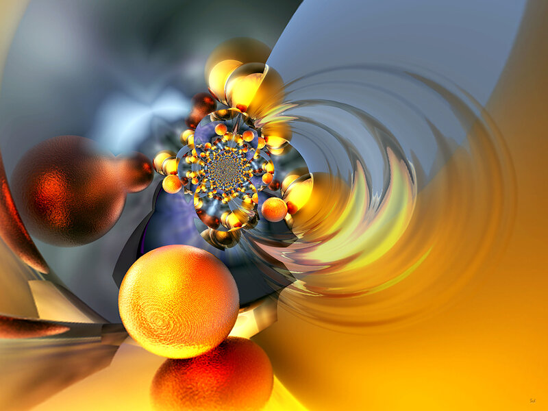 Abstract golden fractal tunnel
