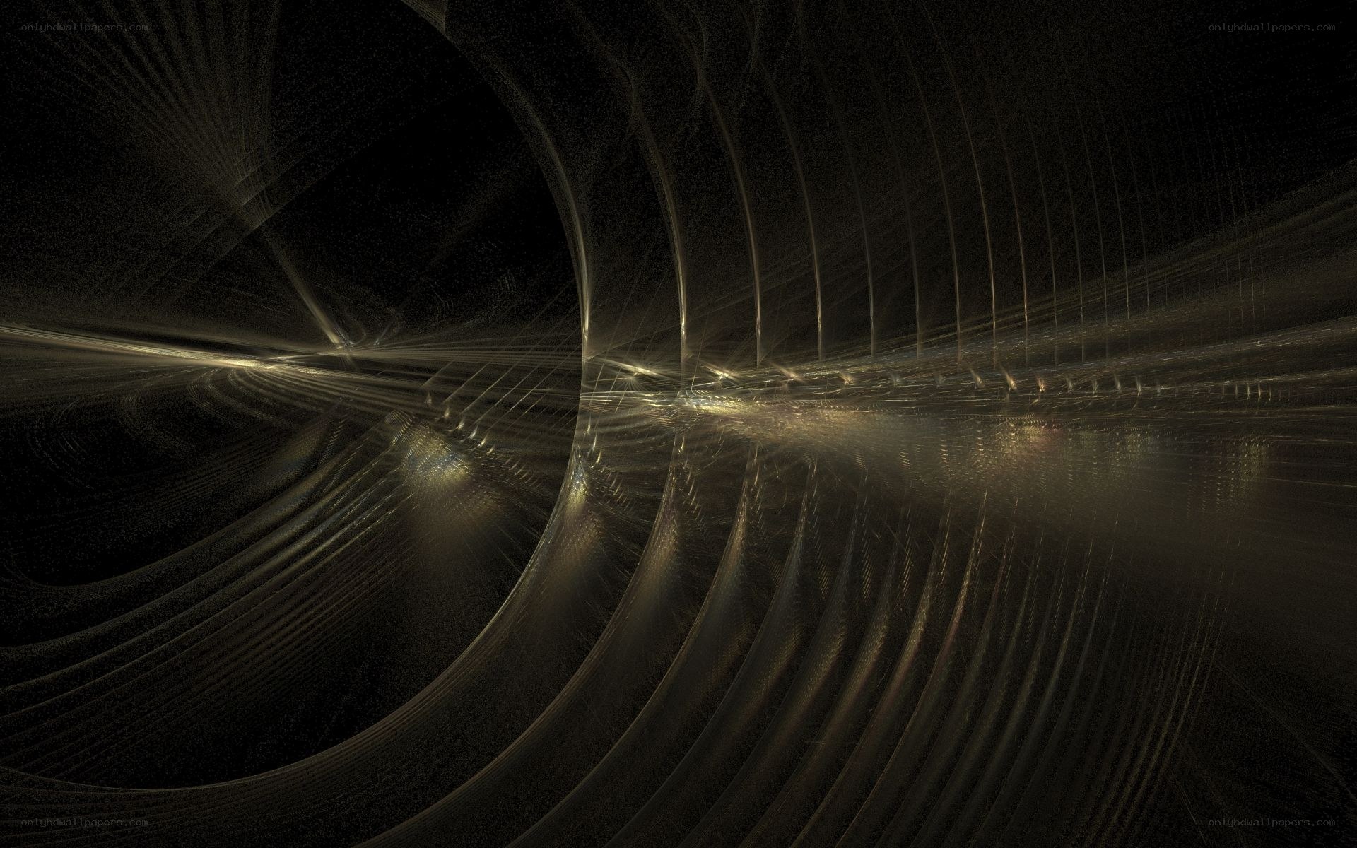 Abstract golden fractal tunnel