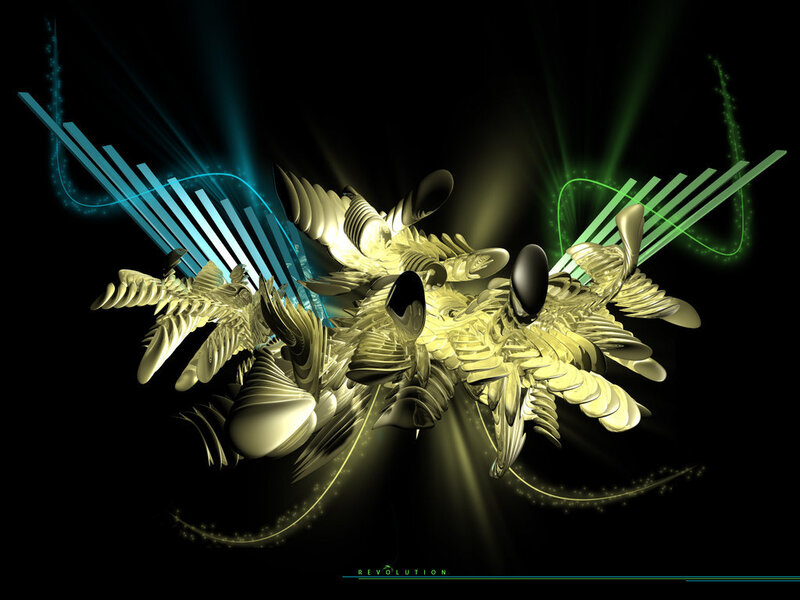 Abstract golden fractal wings