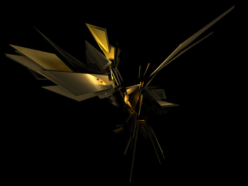 Abstract golden geometric sculpture