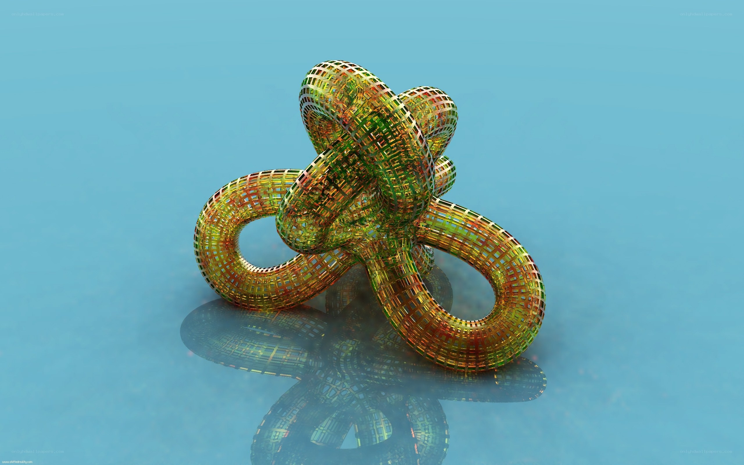 Abstract golden knot sculpture