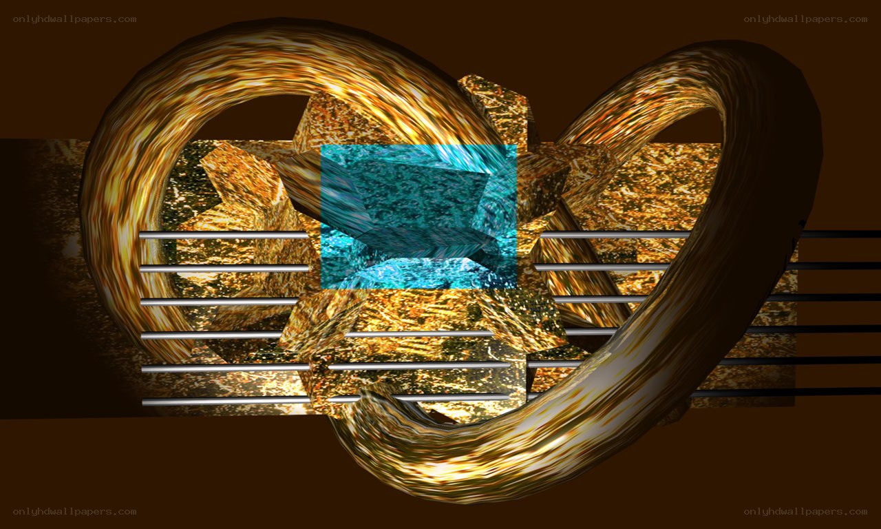 abstract golden knot with blue gem