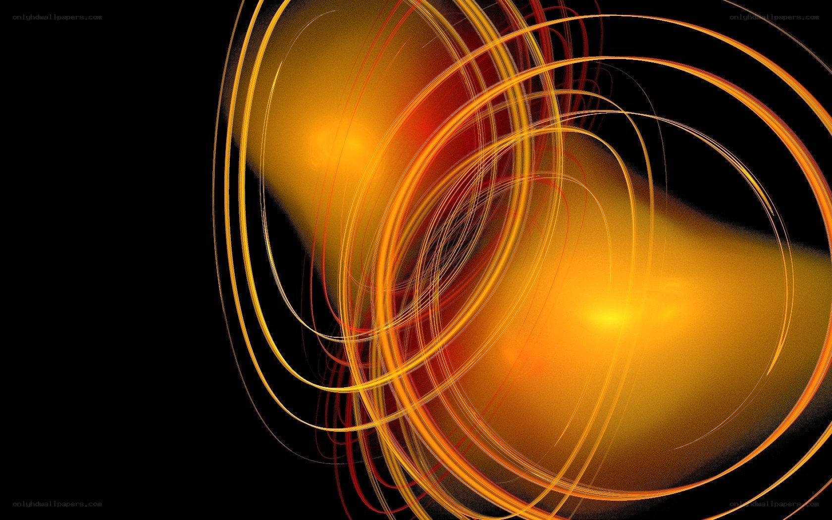 Abstract golden light swirls